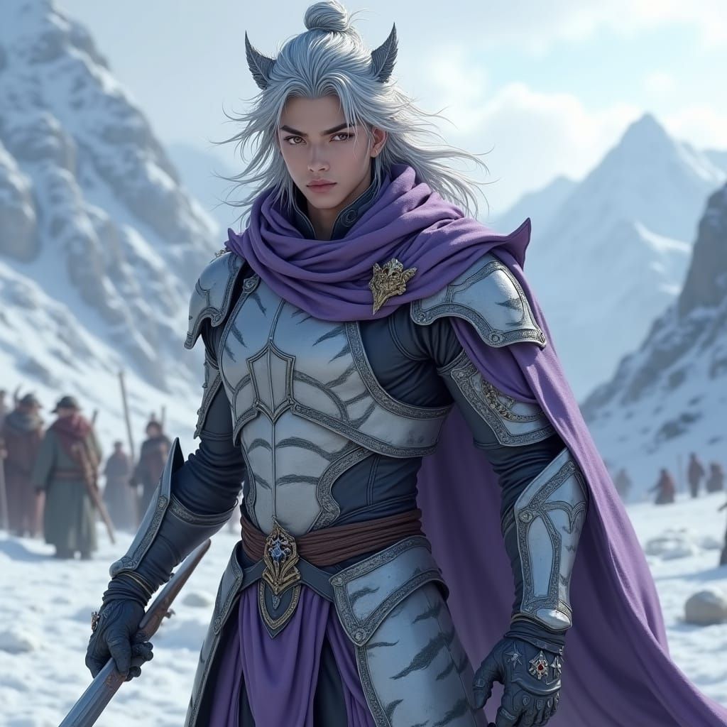 Fantasy Warrior Prince in Sleek Silver Armor