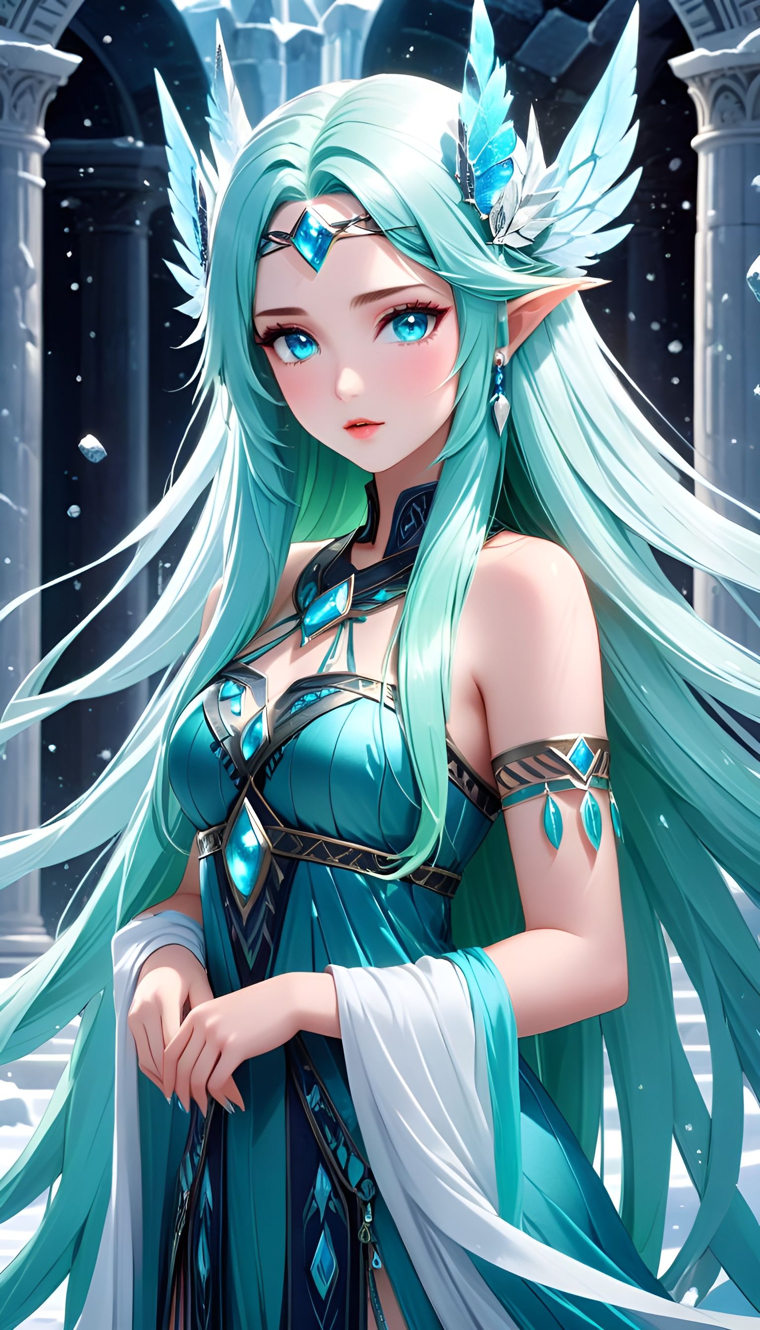 Ice Nymph Priestess in Ancient Greece Style