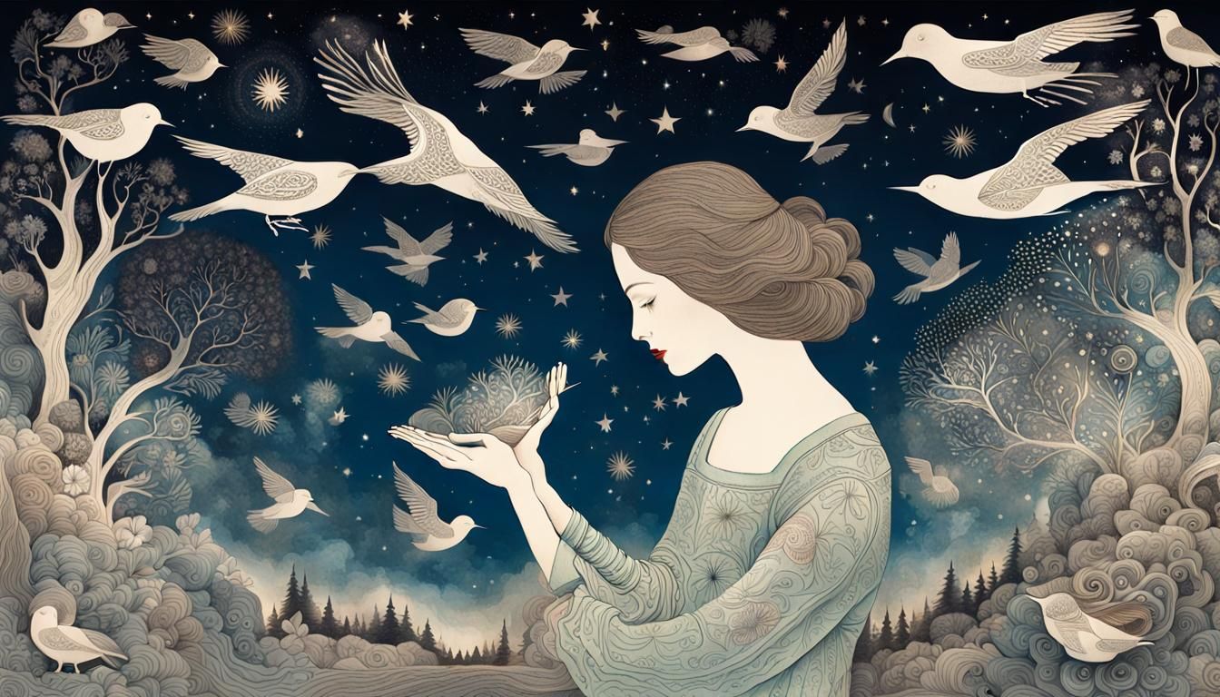 Woman Holding Galaxy in Hands: Mystical Art