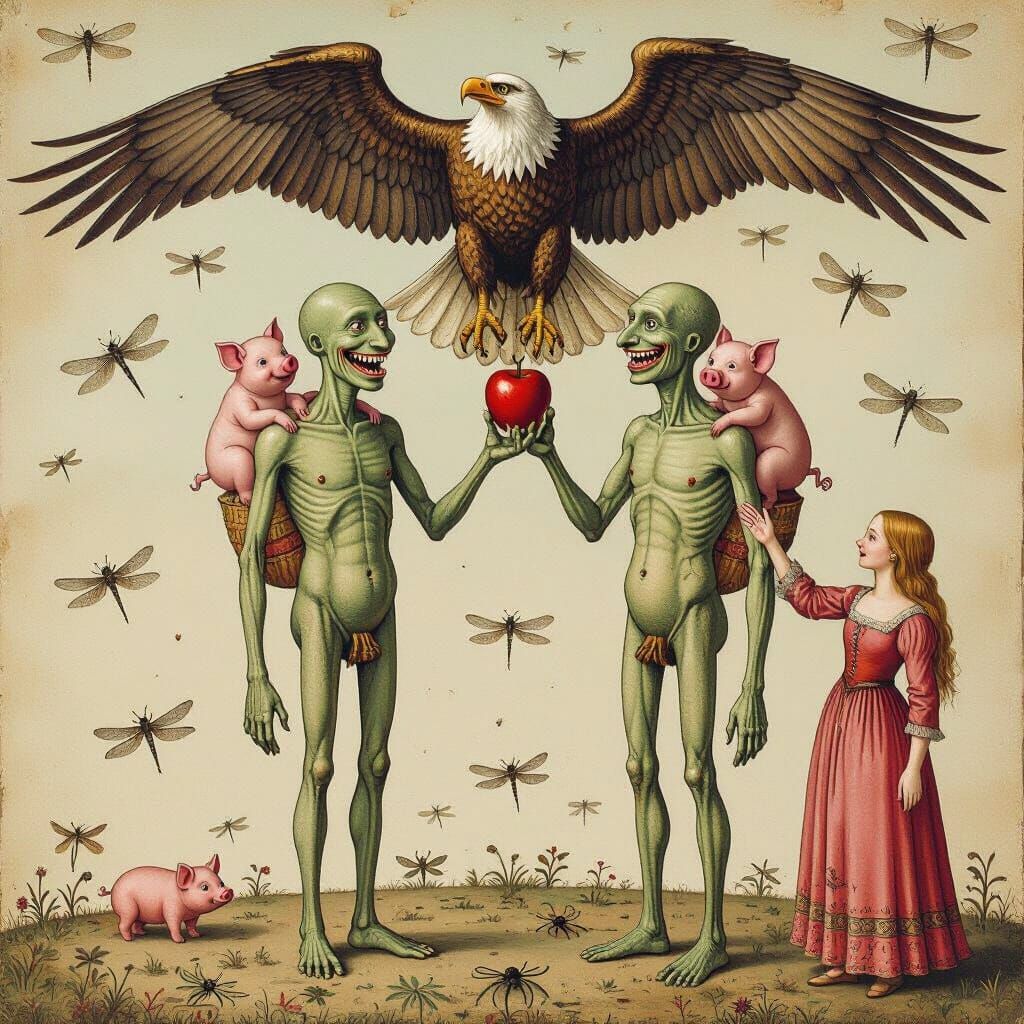 Renaissance Style Giants with Children and Eagle