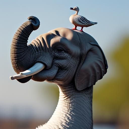 A goose elephant and a duck