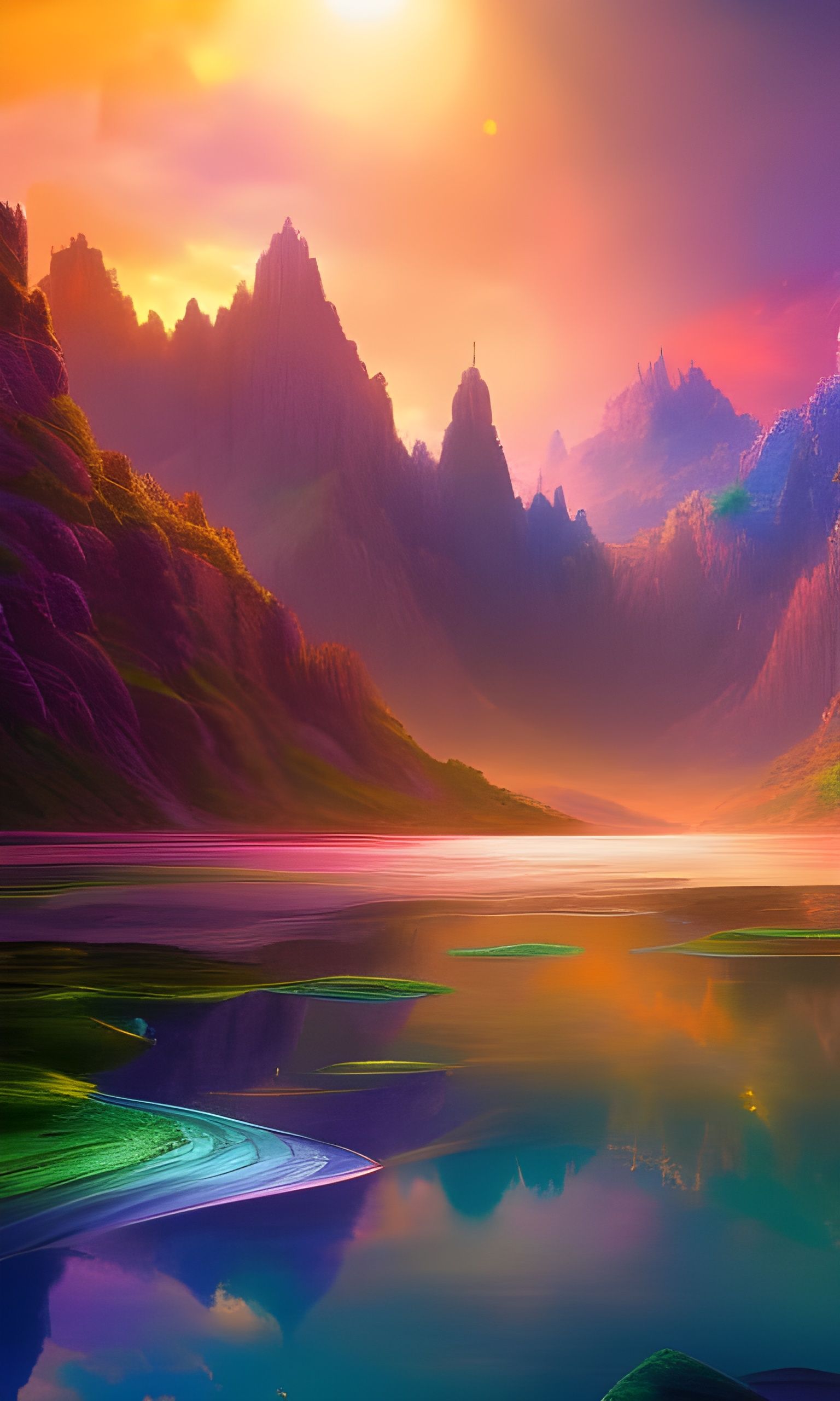 Magically Rainbow sky. Ultra detailed epic detailed matte pa...