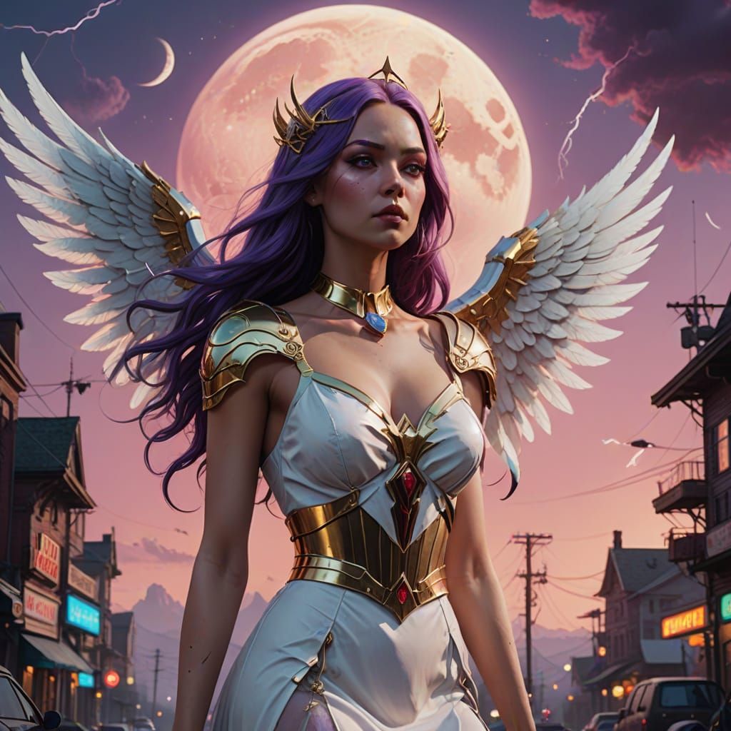Goddess of Moonlit Wonder in Vibrant Fantasy