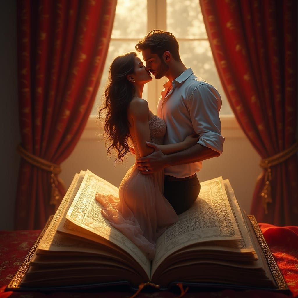 Sensual Book Cover in Rich Leather and Golden Filigree