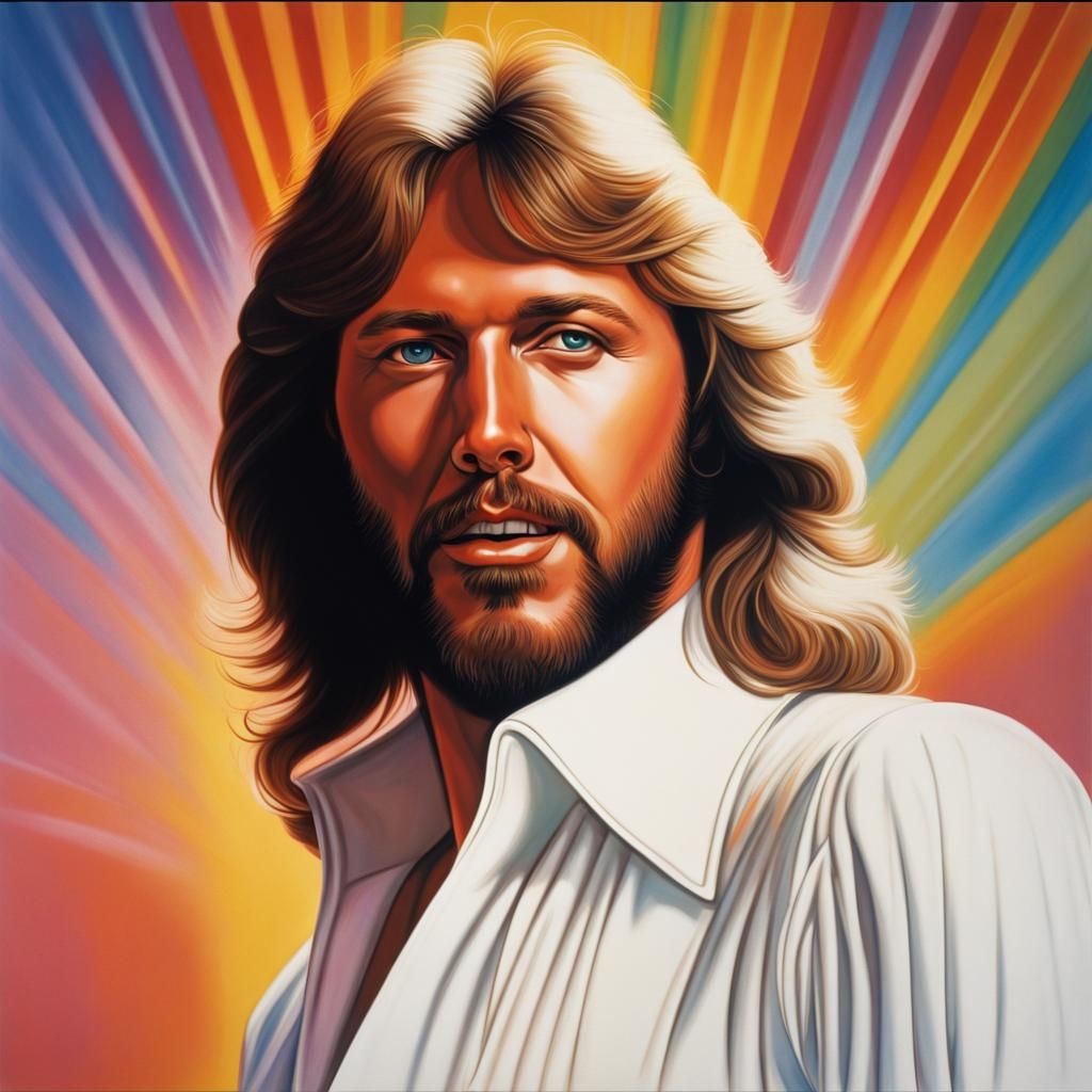 Barry Gibb Disco Portrait in Hyperrealistic Style