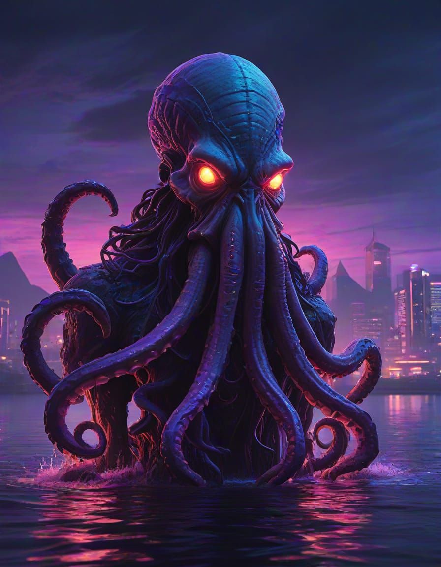 Cthulhu Rises: A Synthwave Neon Horror