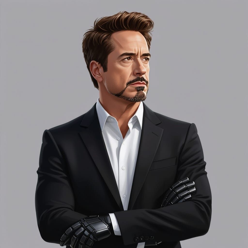 Contemplative Tony Stark in 3D Semi-Realism