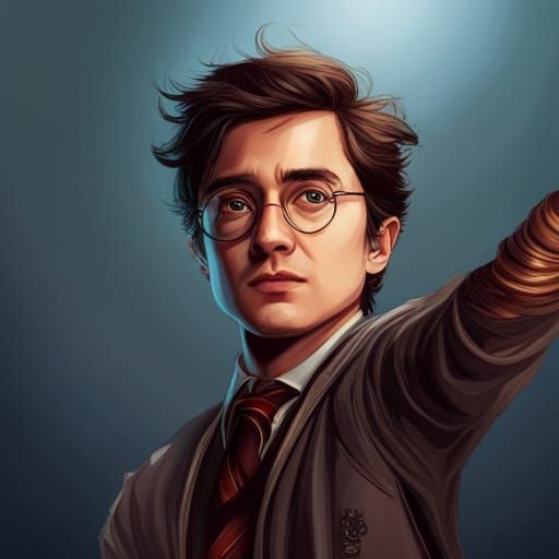 Hyperrealistic Harry Potter Portrait with Colorful Accents