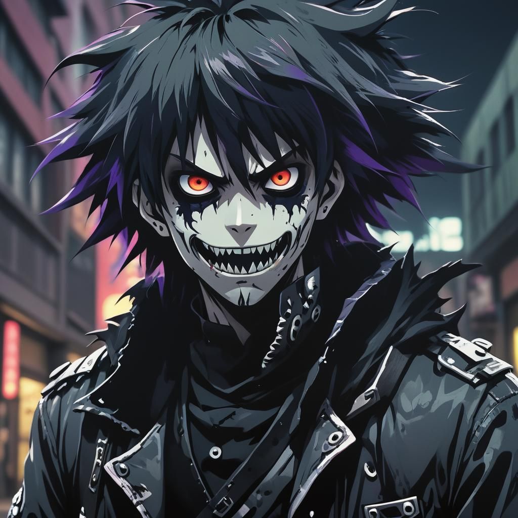 Anime Punk Goth with Gastly in Cinematic Style