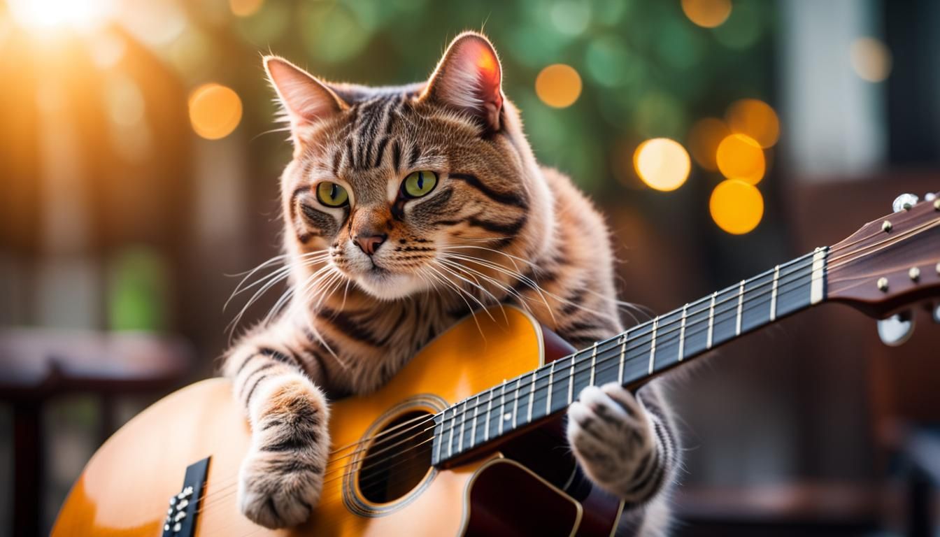 Cat Playing Guitar: Professional Photography