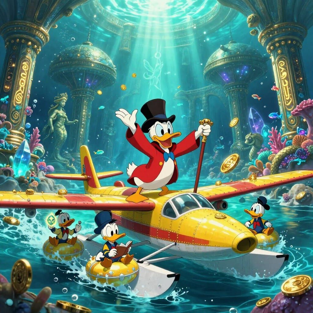 Scrooge McDuck Discovers Atlantis in Glowing Cavern