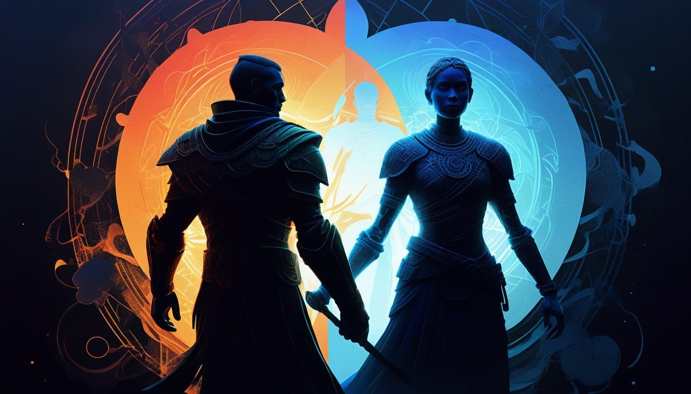 Ethereal Figures in Golden Radiance