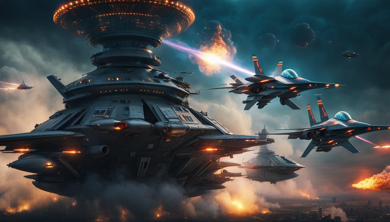 Air battle with UFOs