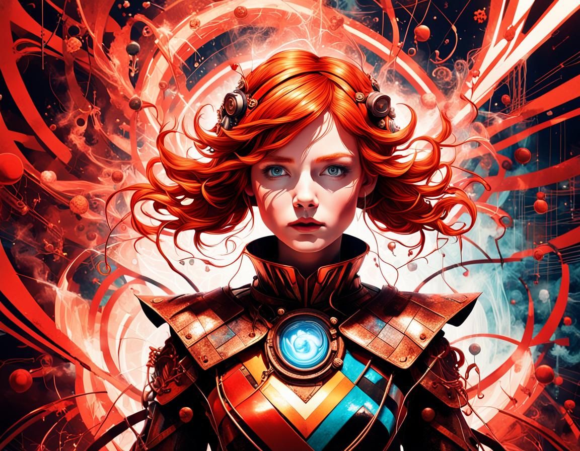 Steampunk Fairy in Industrial Surrealist Art Deco Style