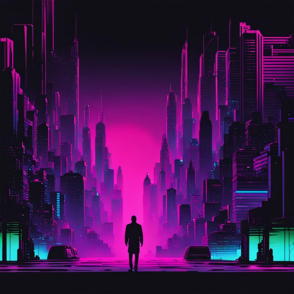 Cyberpunk Micro City Run by Nanobots in Neon