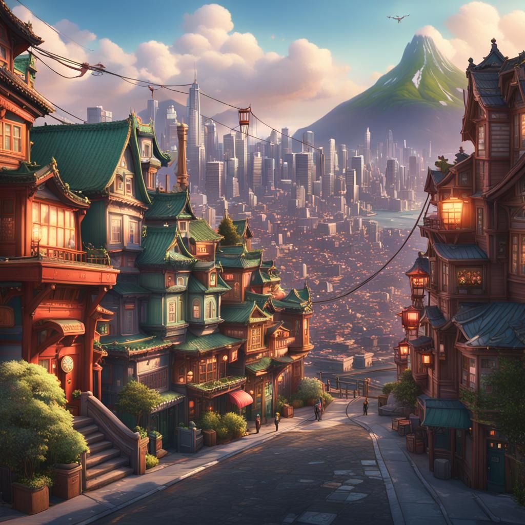 Detailed Matte Painting of Sanfransokyo in 8K