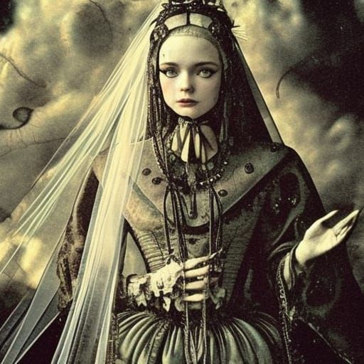 Victorian Bride in Mignola Ink Style