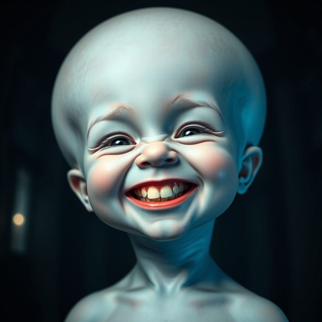 Serene Hyperrealistic Baby in Moody Atmosphere