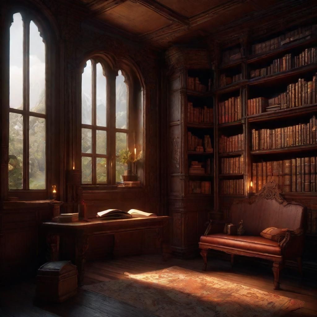Joyful Reading in Private Cubby: Fantasy Concept Art