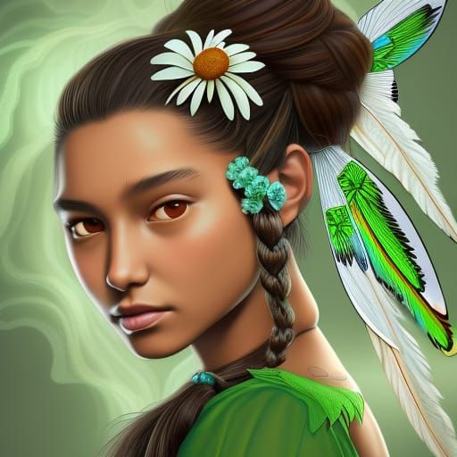 Native American Girl with Dragonfly Wings in Comic Art