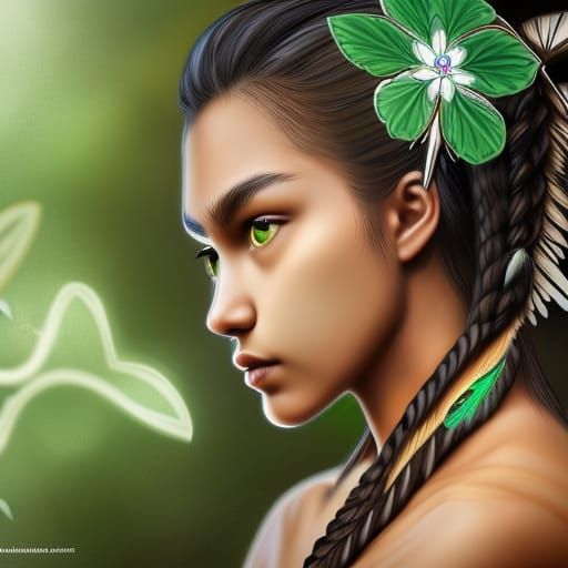 Native American Girl with Dragonfly Wings: Comic Art