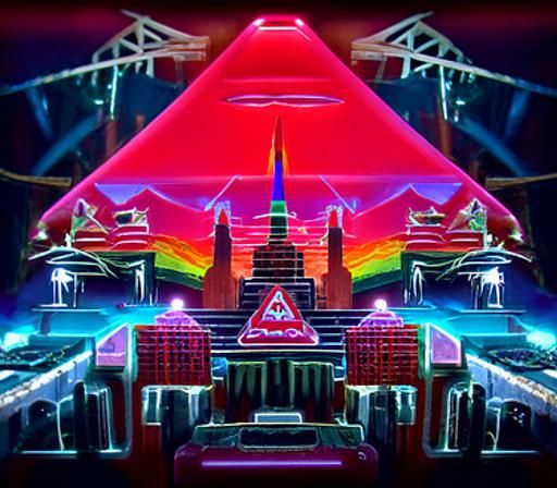 Neon City Under Red Pyramid Sky