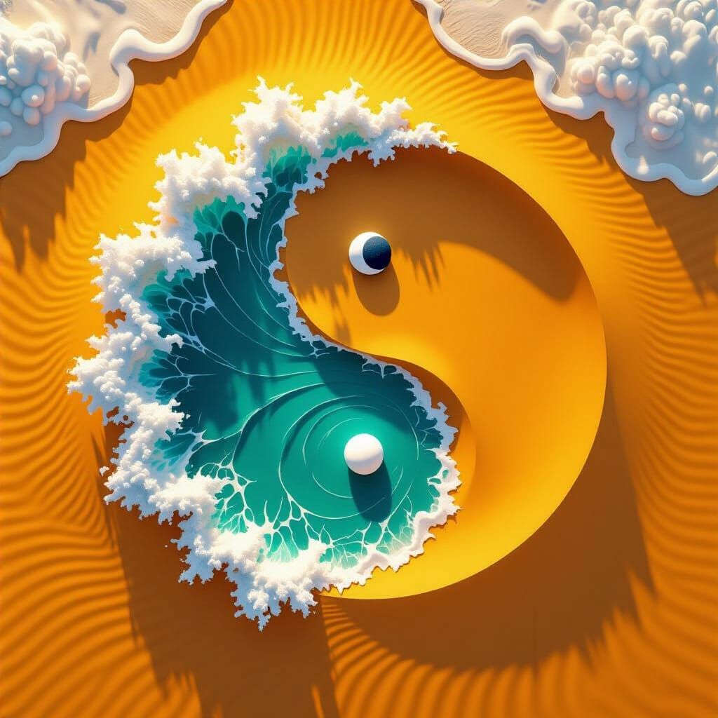 Yin-Yang Ocean and Desert Aerial View