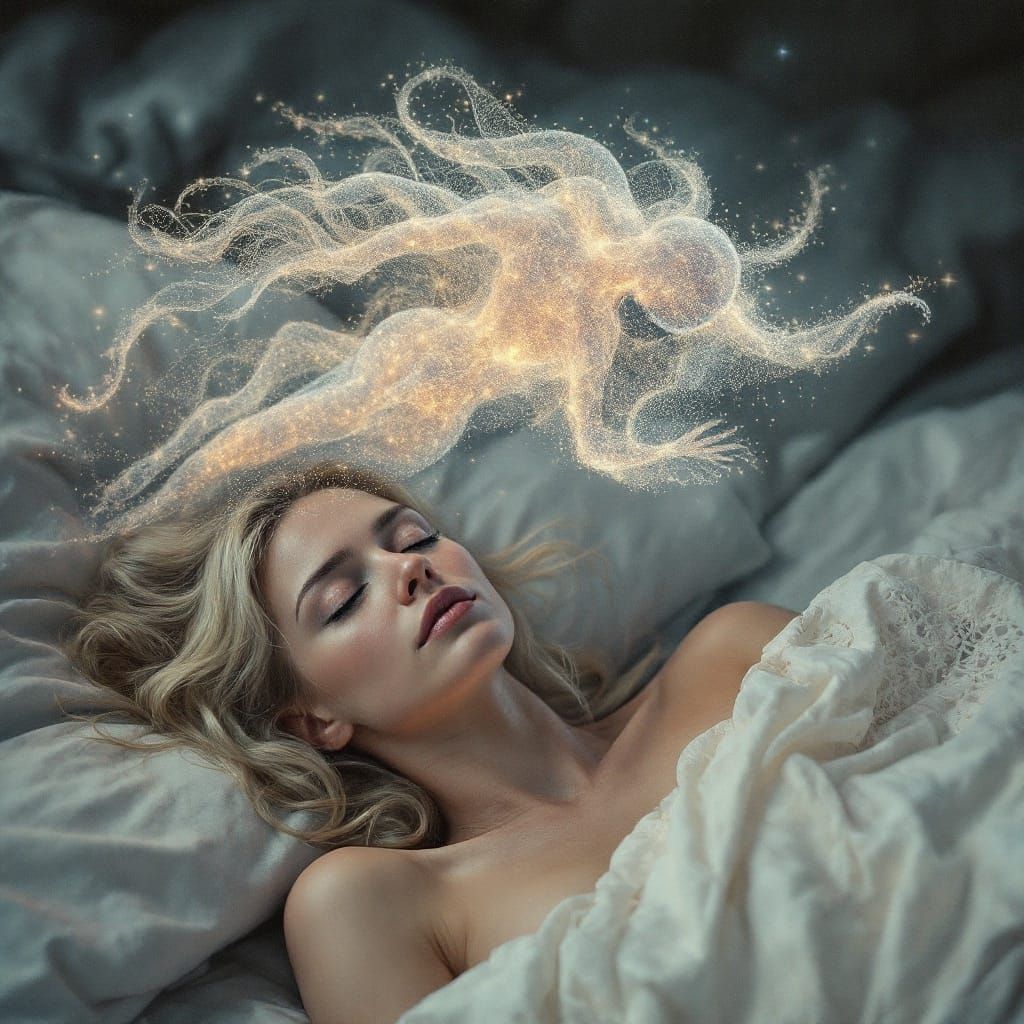 Surreal Dream Woman in a Celestial Realm