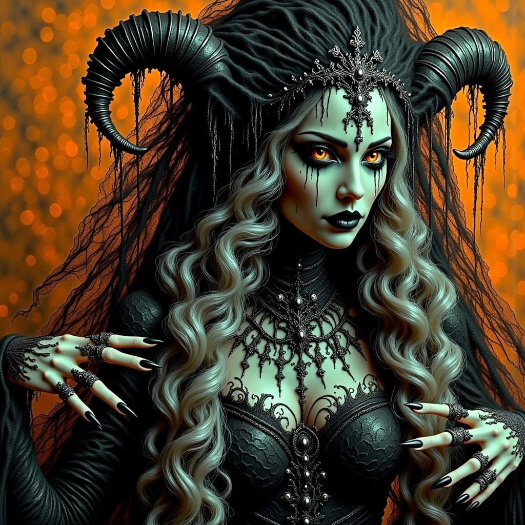 Mysterious Gothic Woman in Misty Rose Ambiance