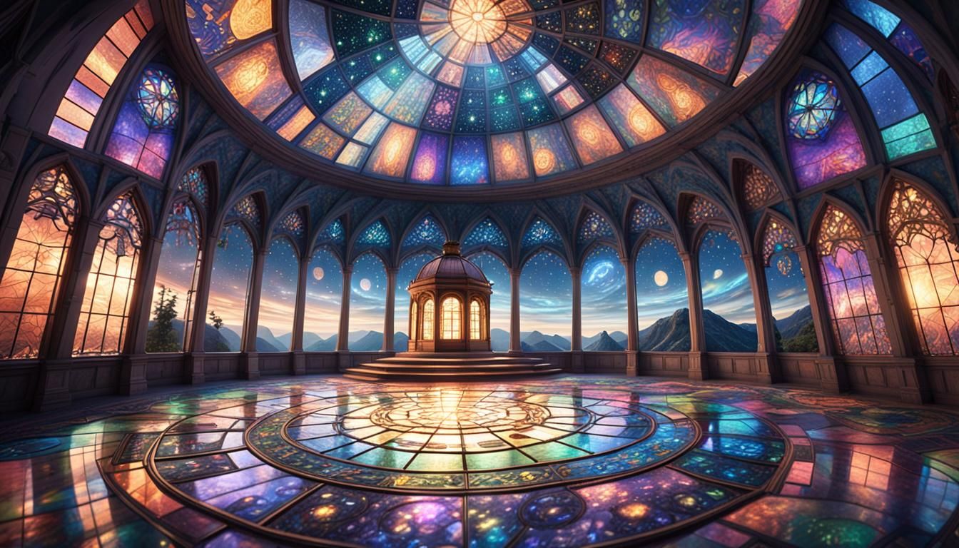 Magical Celestial Observatory Under Starry Sky