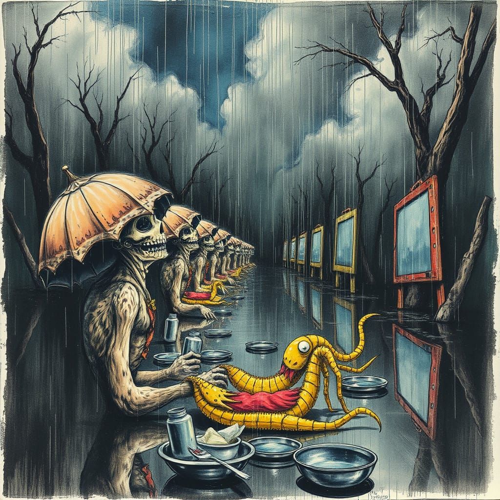 Surreal Backlit Garden Scene with Hyperdetailed Insects