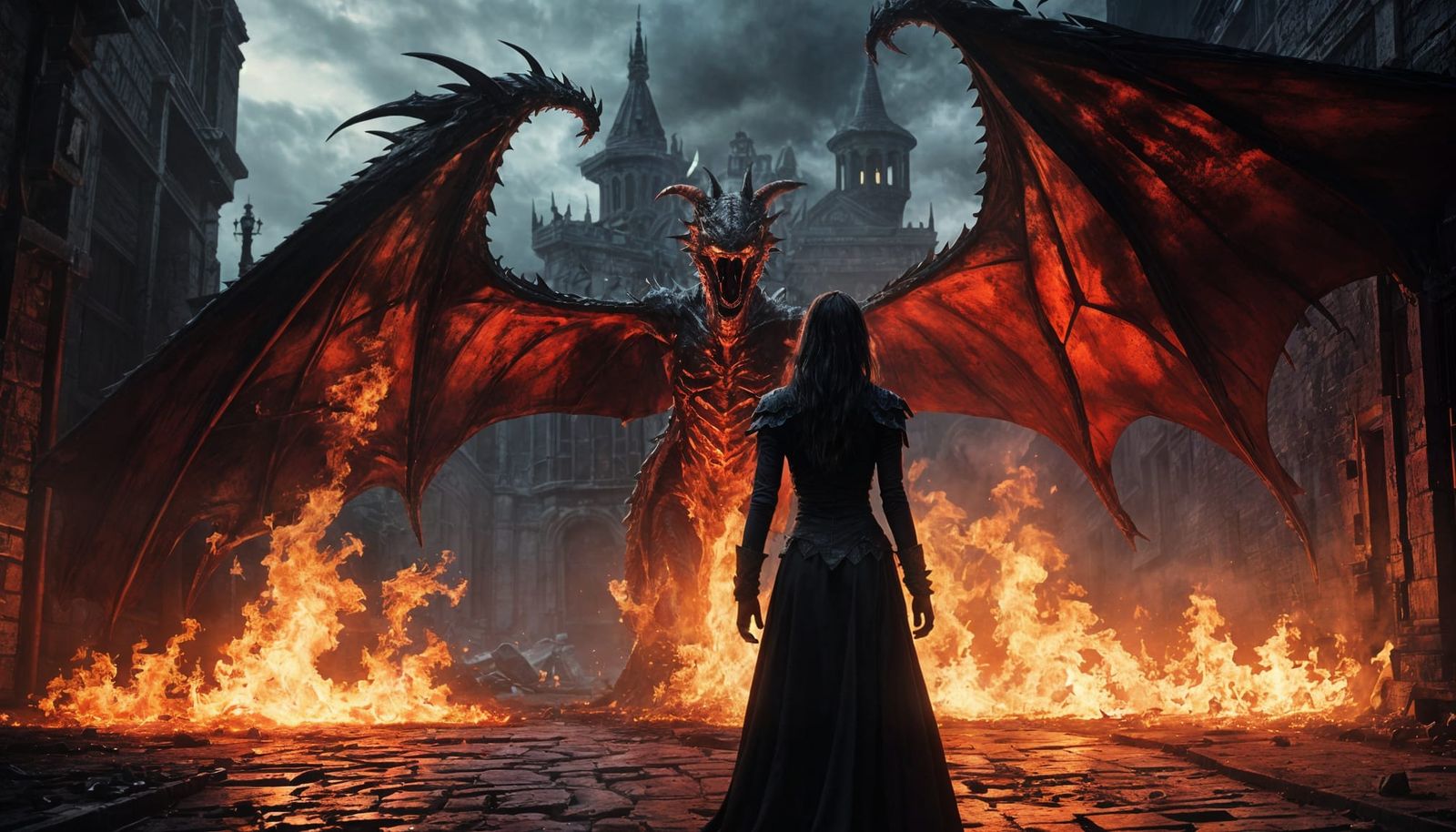 Demonic Woman Emerges from Hell in Gothic Fantasy