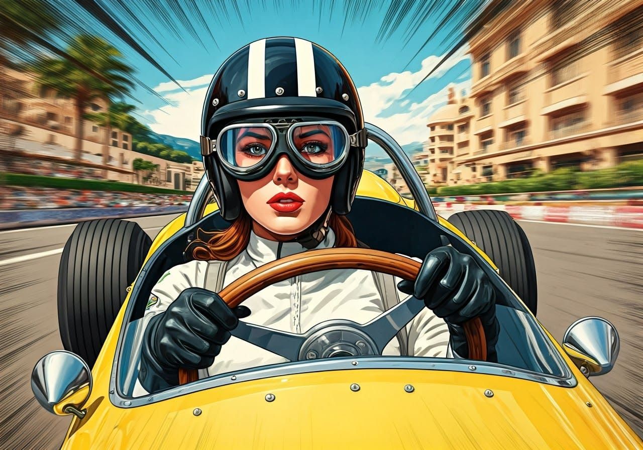 Retro Racing Queen Speeds Through Monte Carlo