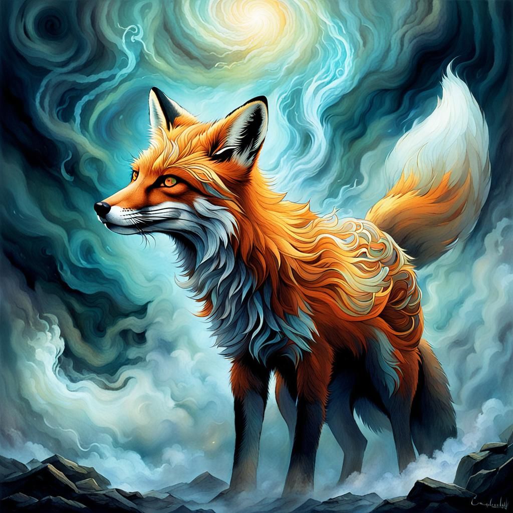 Mystical Fox: Whispers of Norse Prophecy