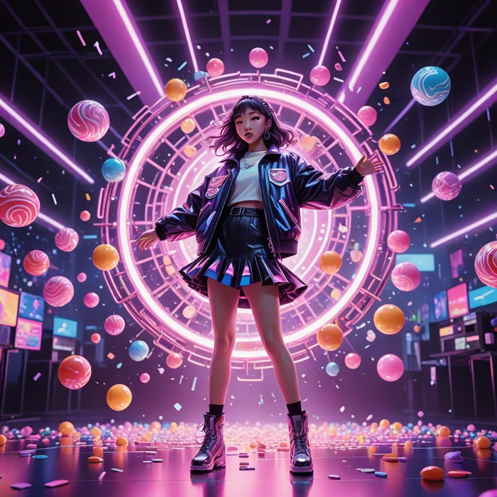 Vibrant Idol Concert in Neon Dreamscape