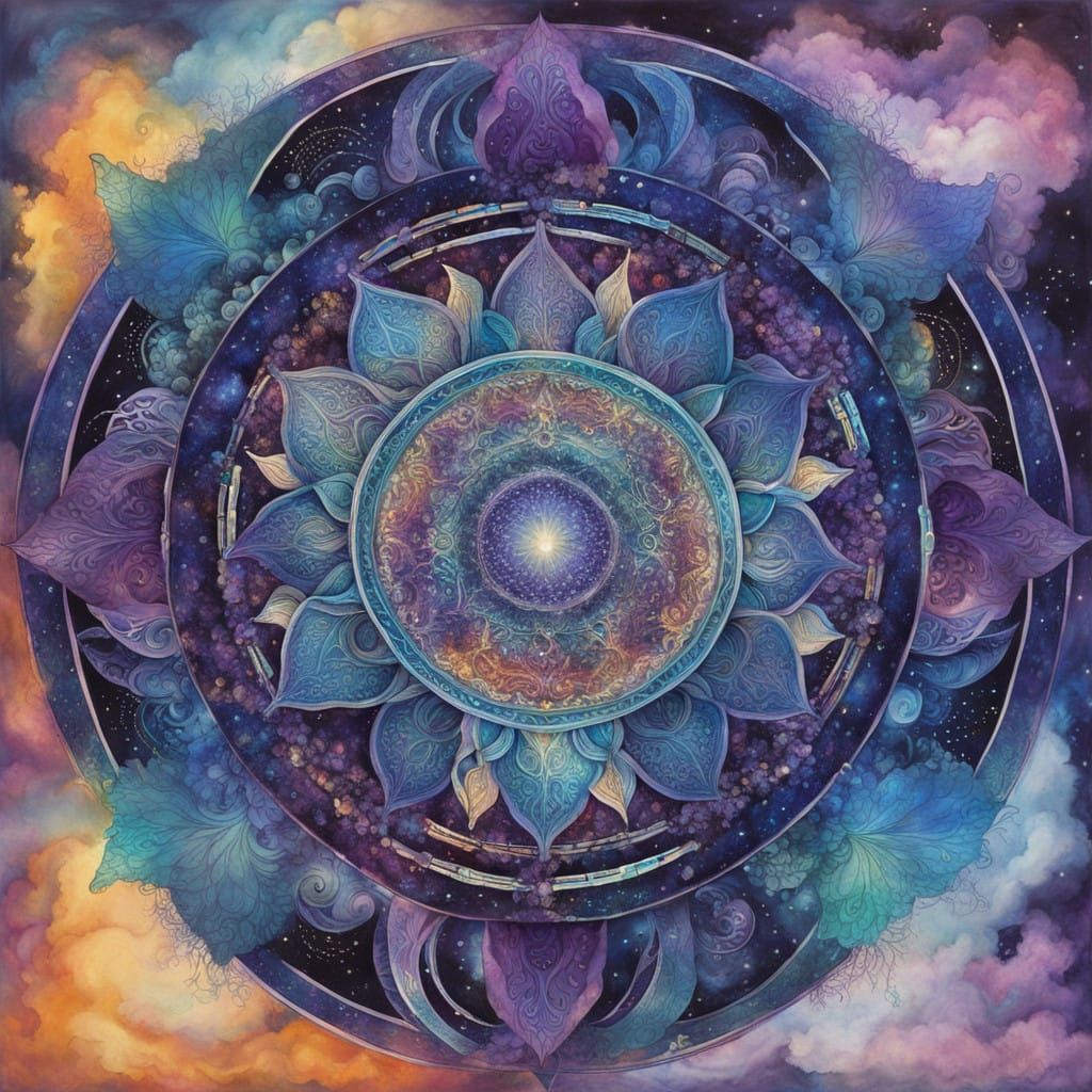 Ethereal Two-Spirit Being in Cosmic Mandala