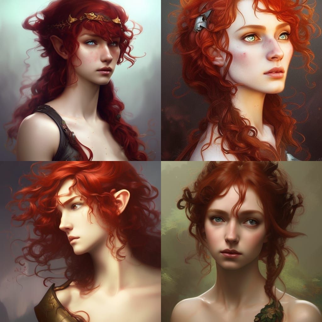 Red-Haired Elven Youth: Detailed Fantasy Portrait