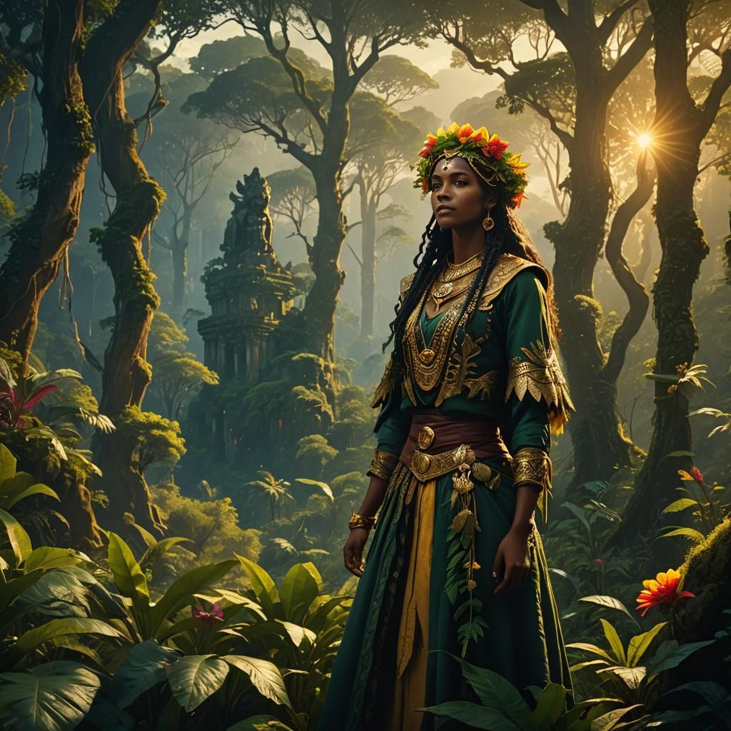 Ogum in Ancient Forest: Digital Matte Painting