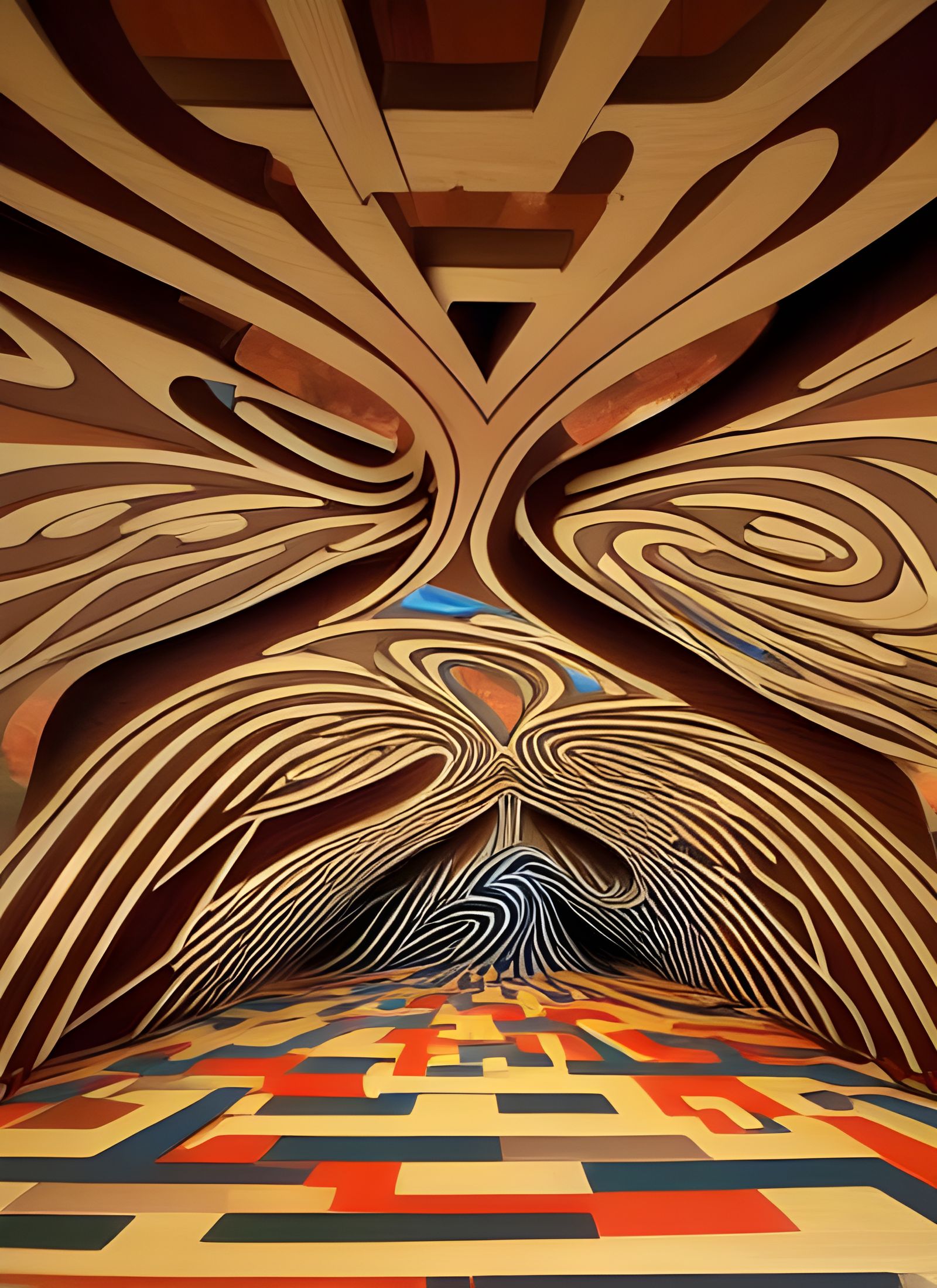 Surreal Interior of Weird Architecture with Optical Illusion...