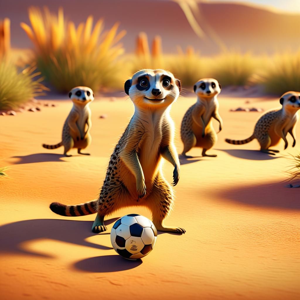 Vibrant Savannah Soccer Scene in Dreamy, Oil-Painting-Inspir...