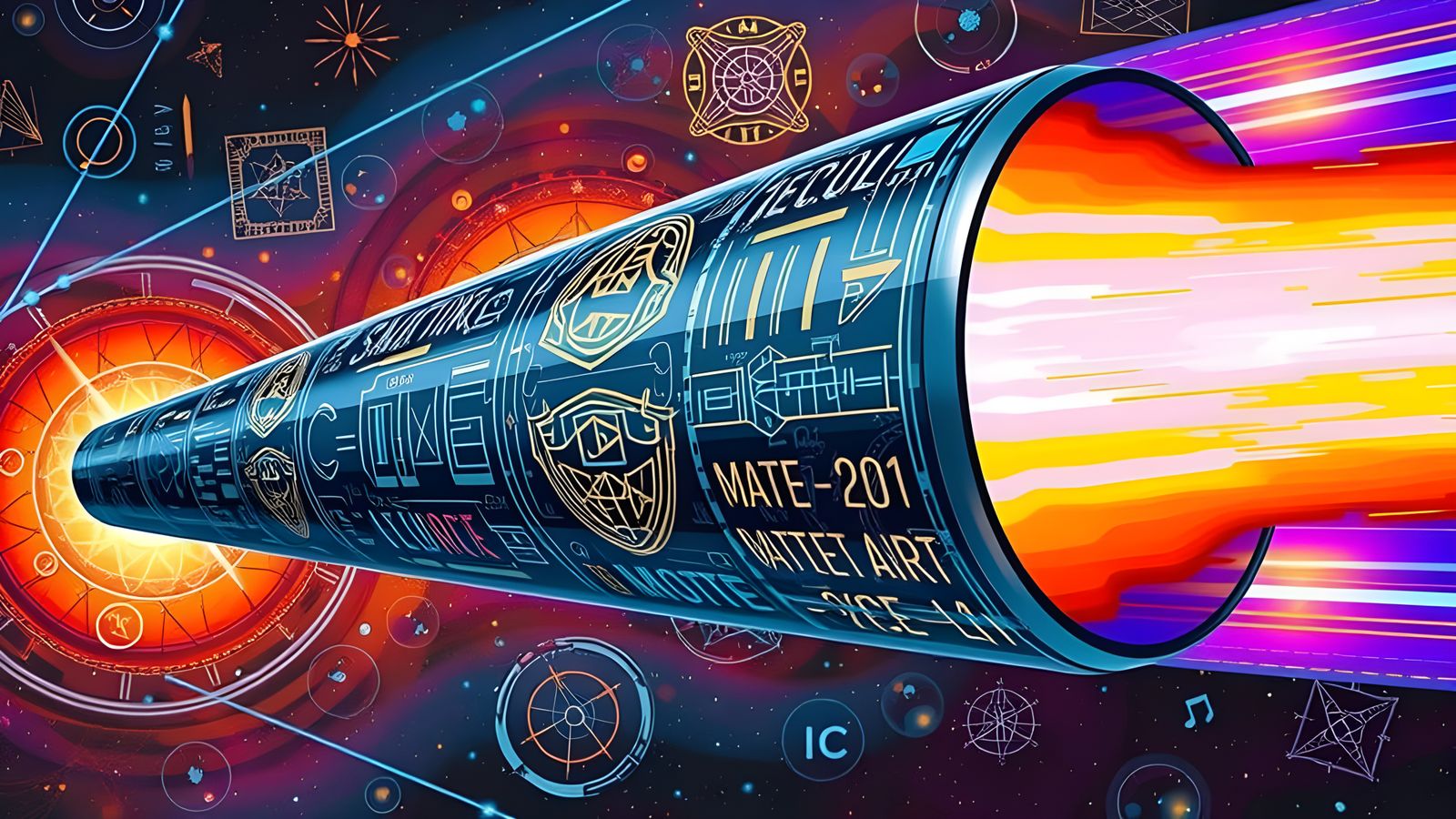 Surreal Starfield Cylinder with Plasma Exhaust as Impasto Pa...