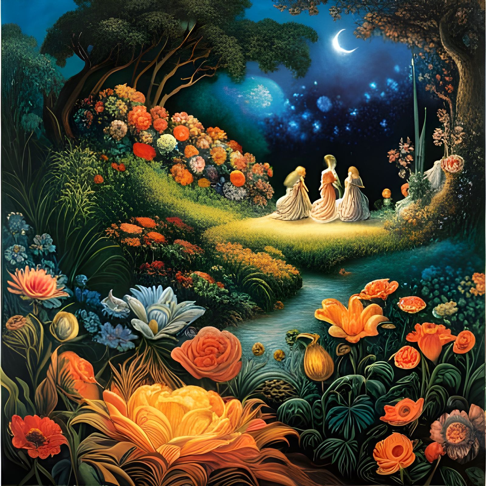 Ethereal Garden Nocturne Inspired by Wall