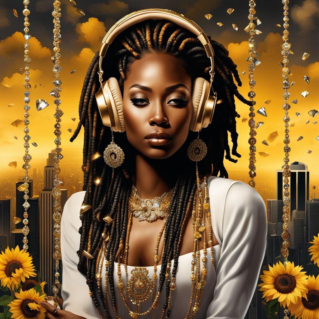 Baroque Style African American Woman with Diamond Accents