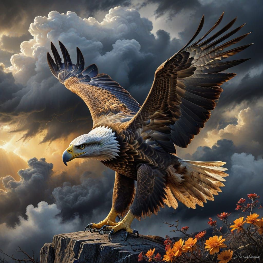 Charcoal Masterpiece of a Majestic Eagle in Flight