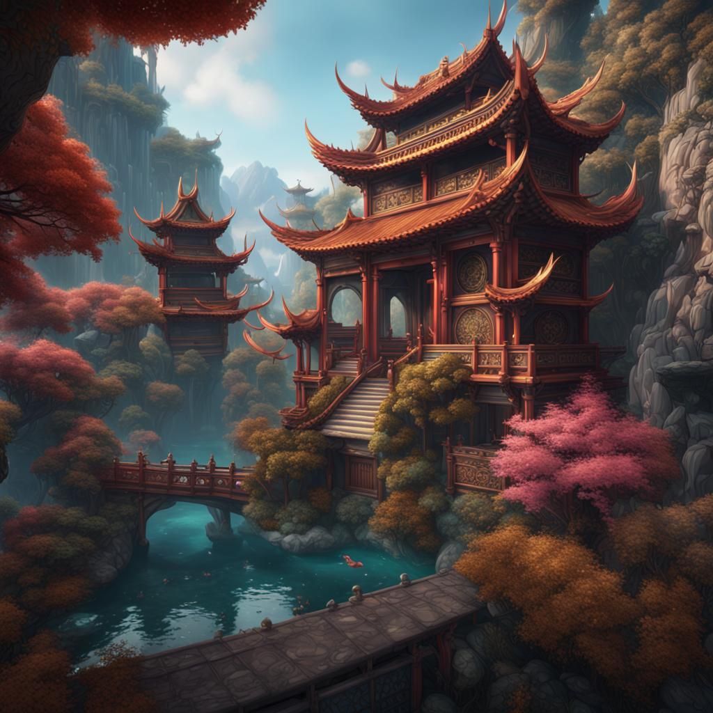 Feng shui vibes for happy life detailed matte painting, deep...