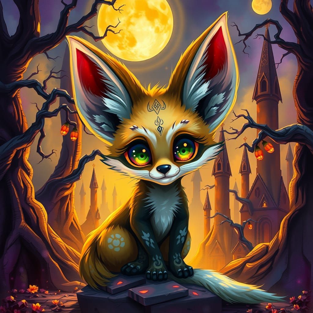 Fennec Fox Kit in Dark Fantasy Realm