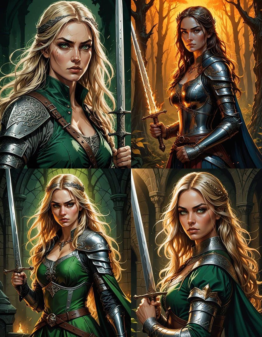 Rebel Female Warrior in Graphic Novel Style