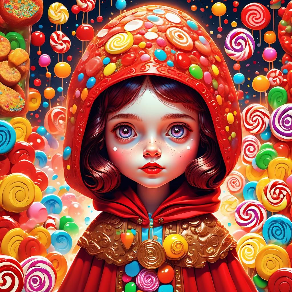 Whimsical Little Red Riding Hood in Gustav Klimt's Elegant S...