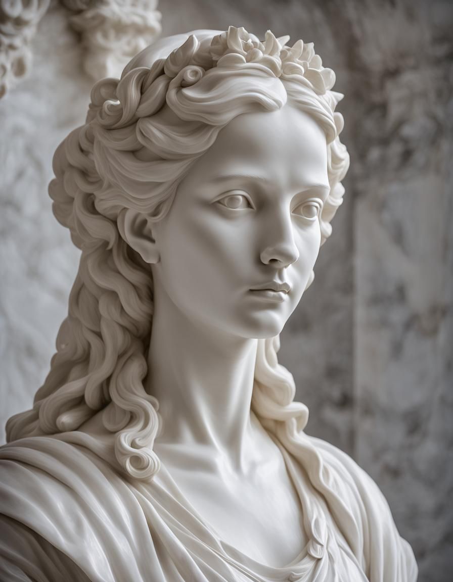 Elegant Renaissance Bust in Carrara Marble