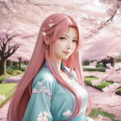 Belldandy in Cherry Blossom Garden, Manga Illustration